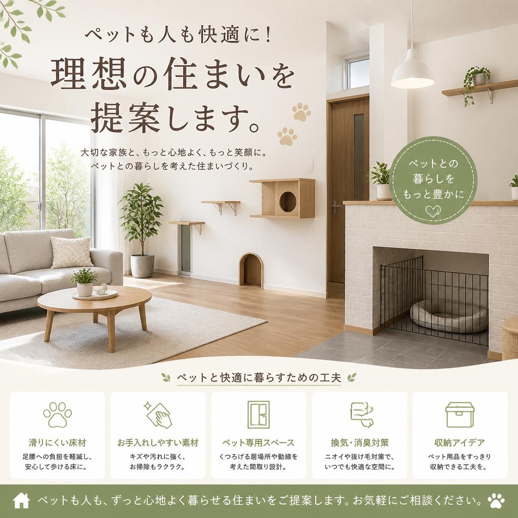 ペットも人も快適に！理想の住まいを提案します。