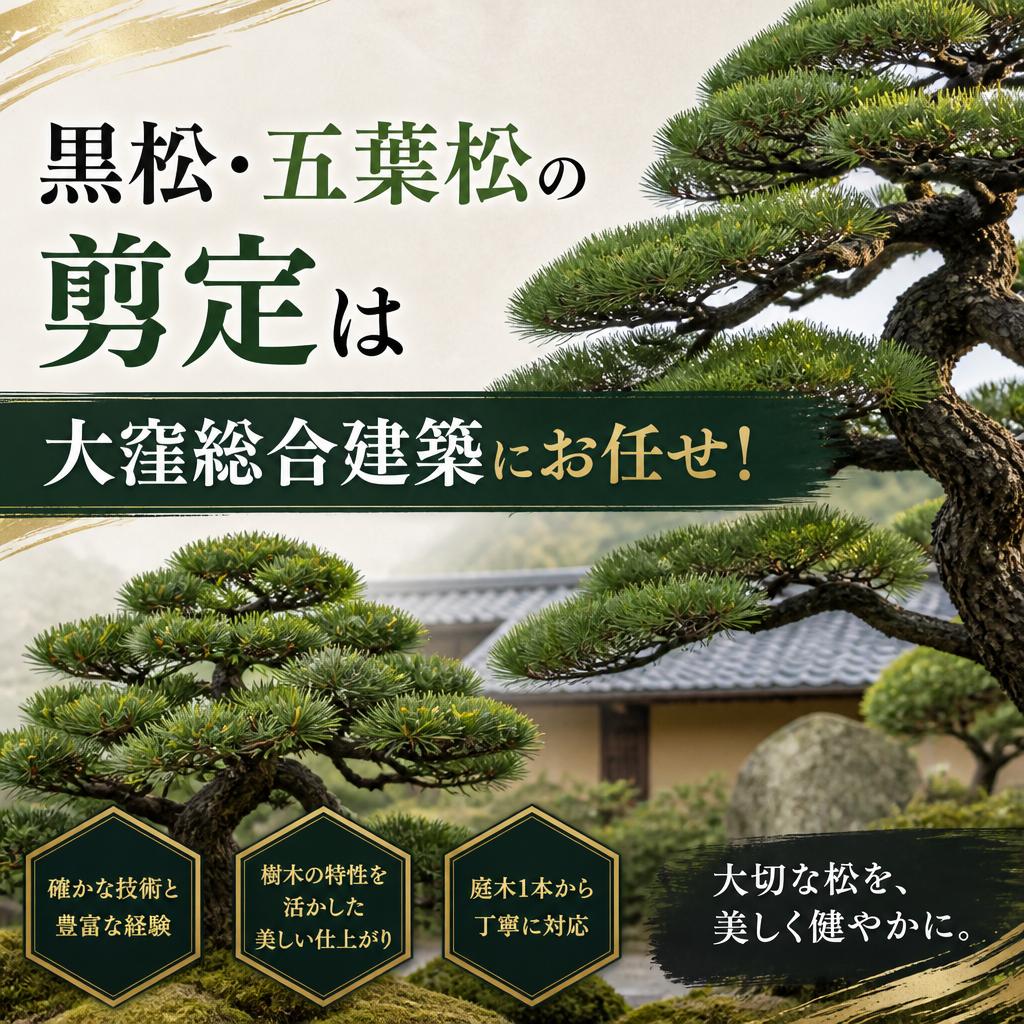 黒松・五葉松の剪定は大窪総合建築にお任せ！