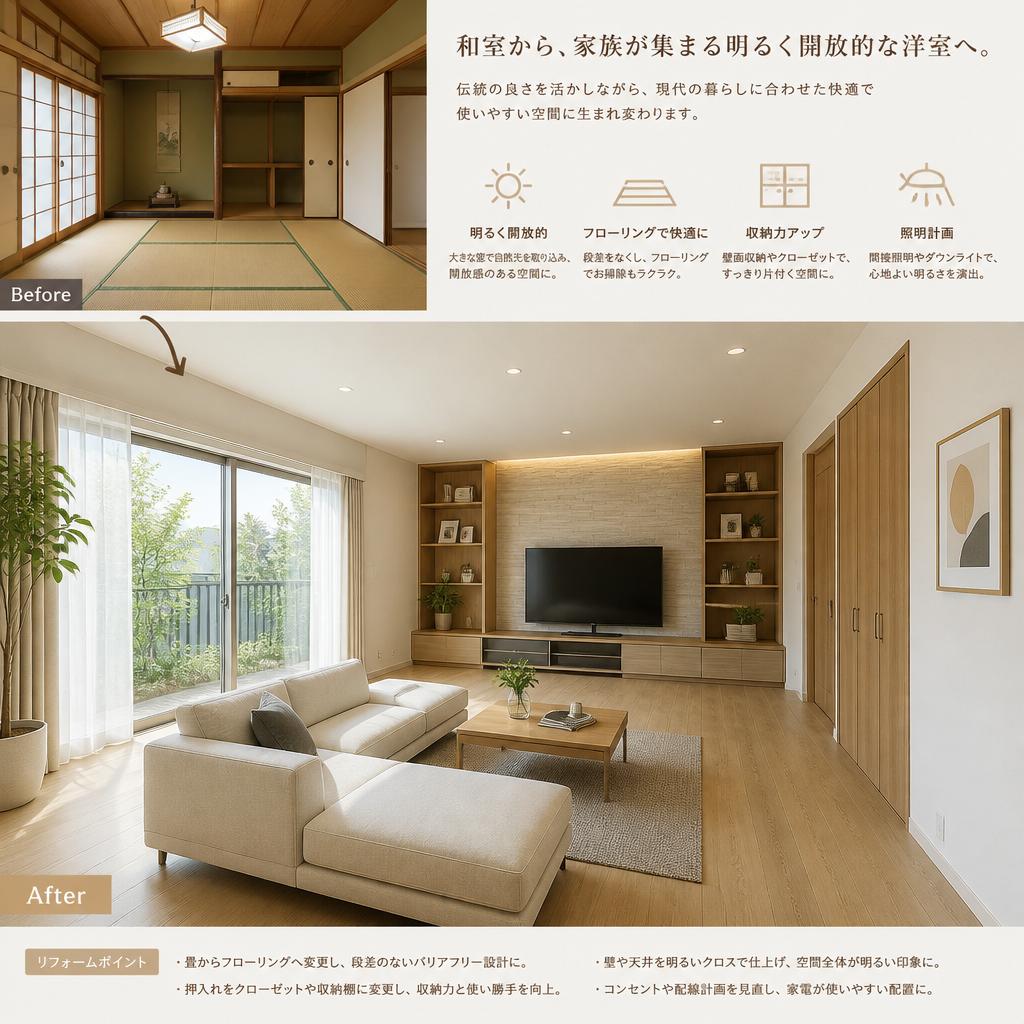 和室から洋室へのリフォーム
