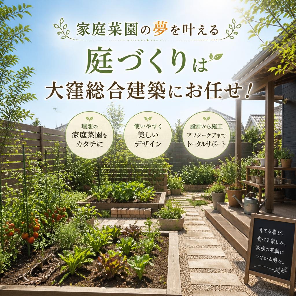 家庭菜園の夢を叶える庭づくりは大窪総合建築にお任せ！