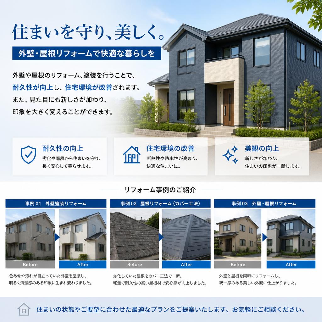 外壁リフォームと屋根塗装の効果