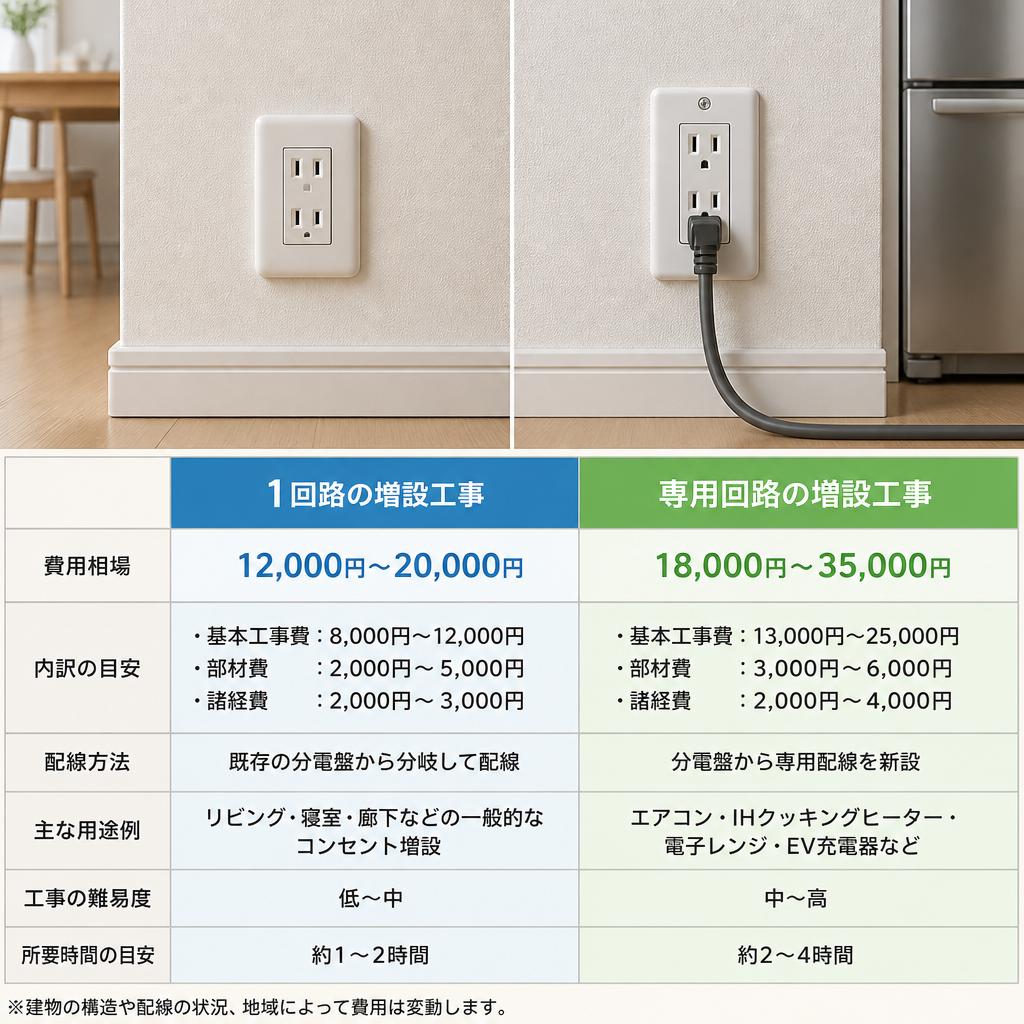 コンセント増設工事の費用相場