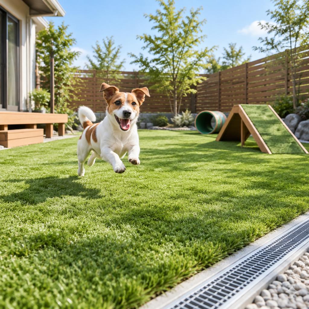 愛犬が思いきり走れる庭へ。天然芝・人工芝と水はけ対策まで、ドッグラン施工をまるごとご相談ください